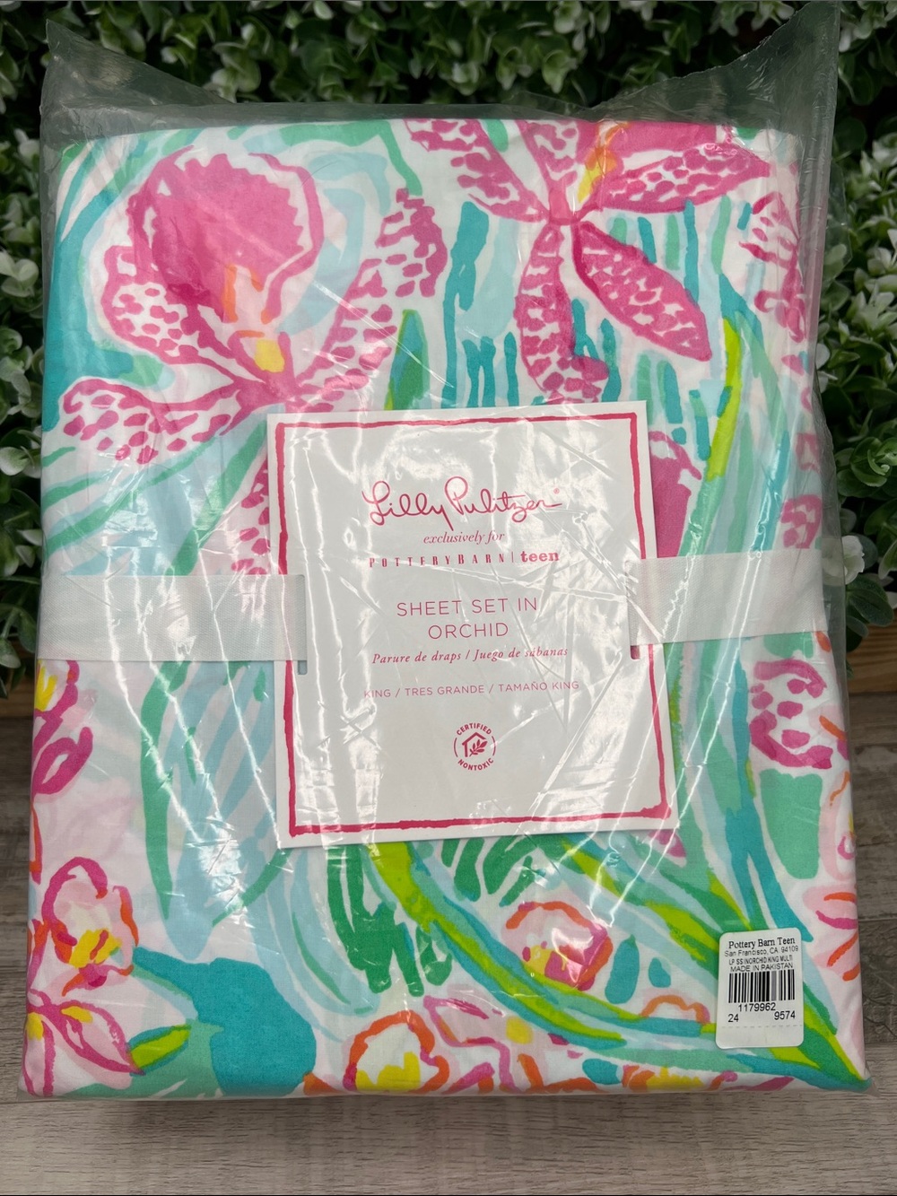 Lilly Pulitzer x Pottery Barn Orchid Sheet Set, King Size NEW - Picture 8 of 9
